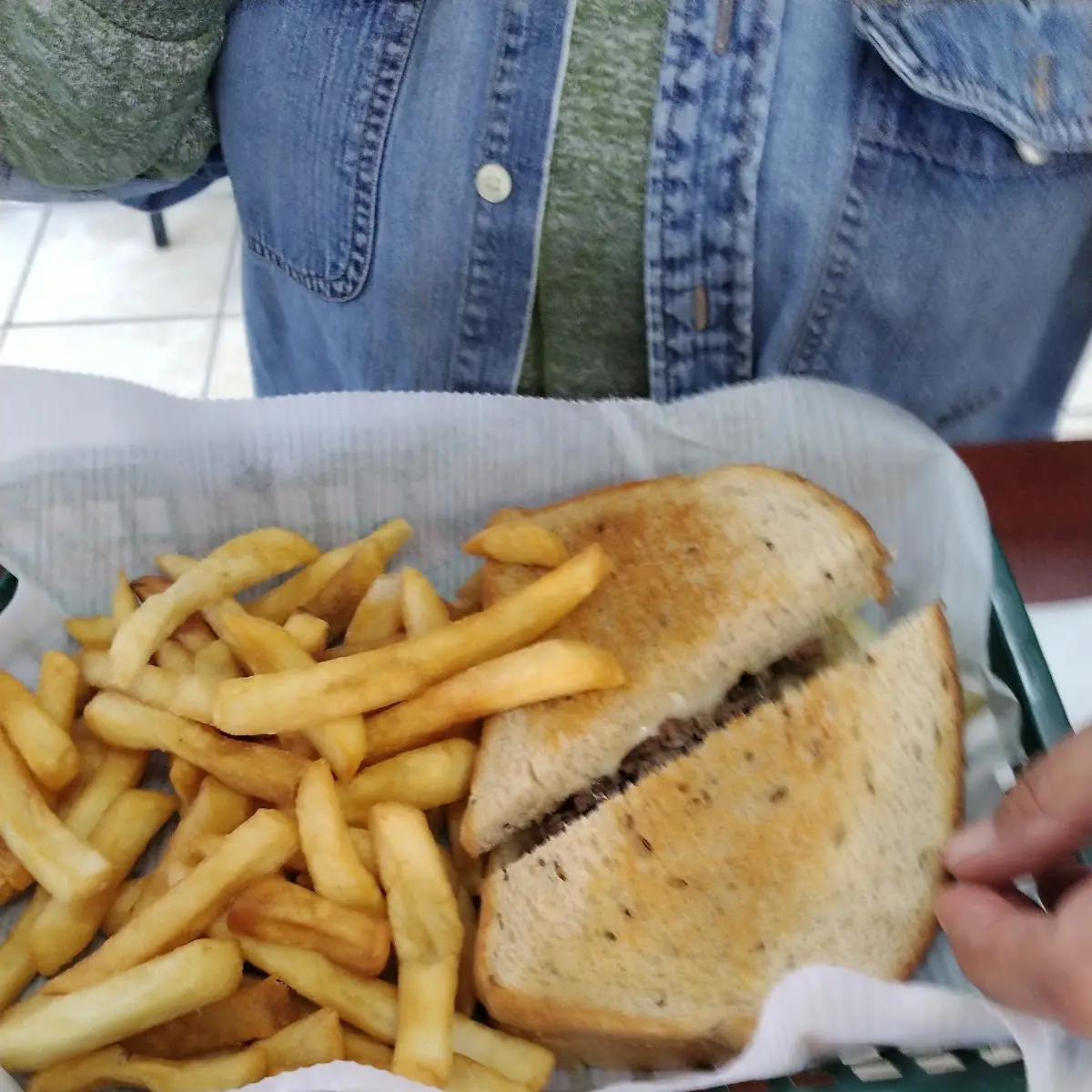 Patty Melt Burger and Fries