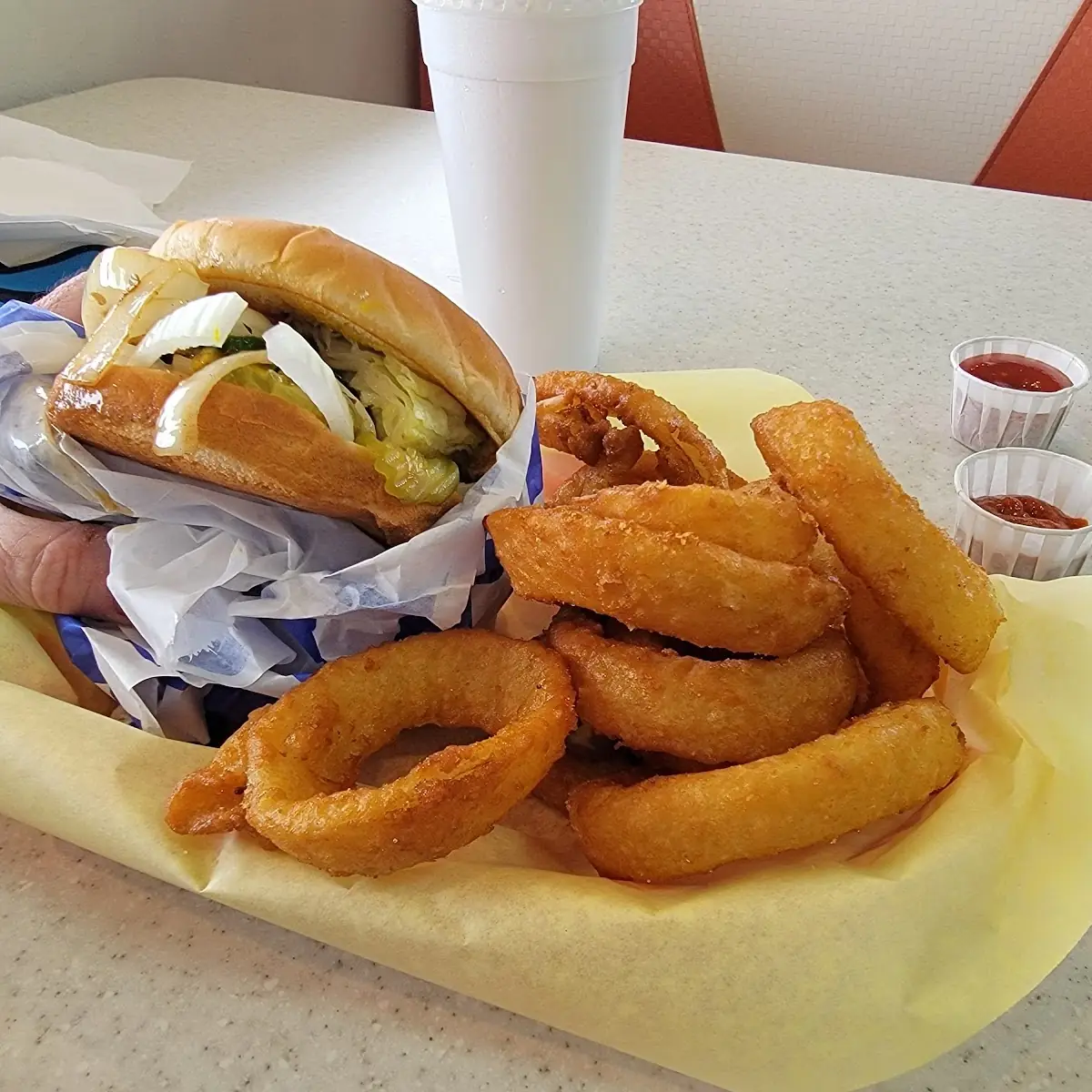Thunderburger with Cheese and Large Onion Ring Combo