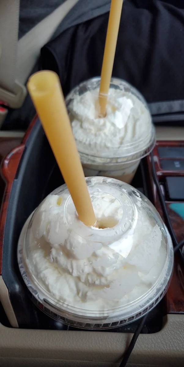 White Chocolate Mocha Latte with a Pasta Straw