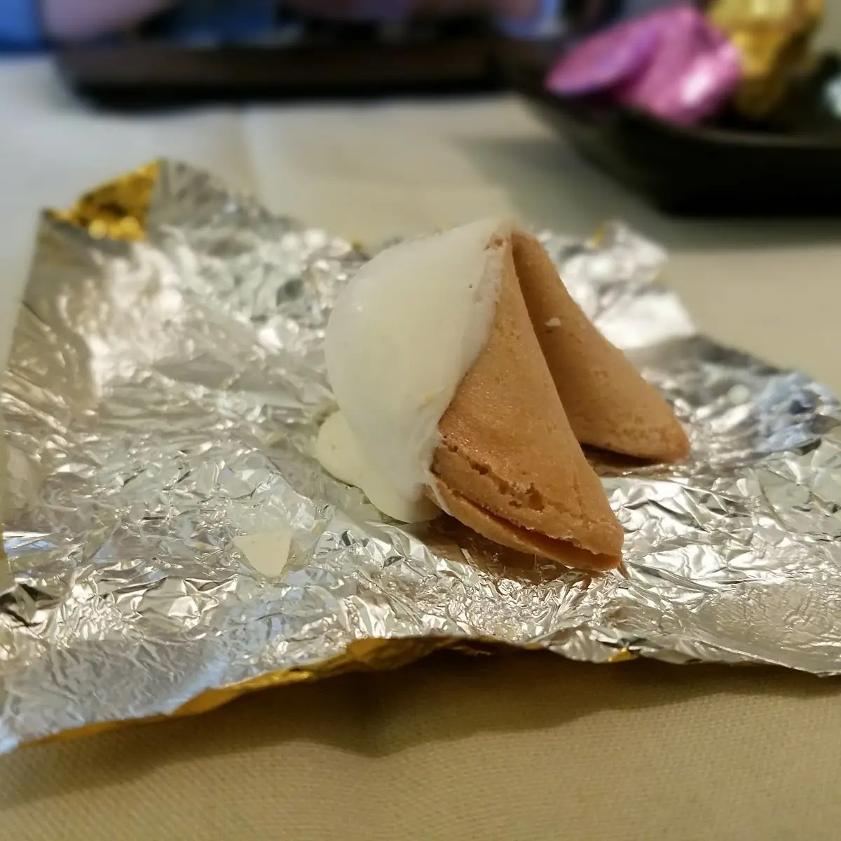 White Chocolate Covered Fortune Cookie