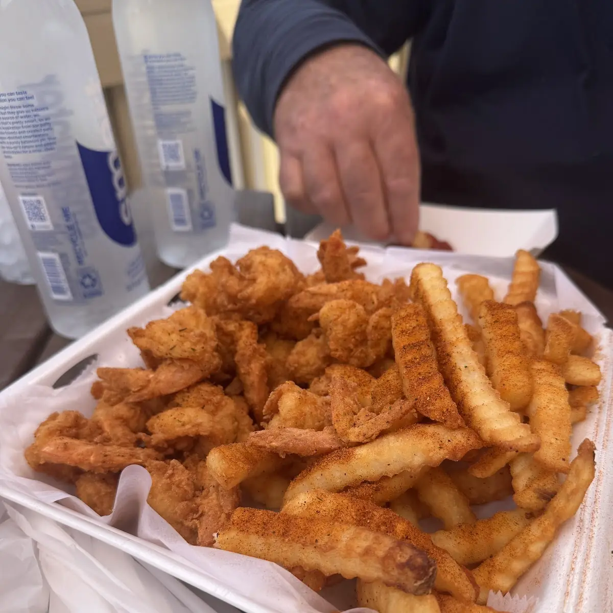 5 wings, 5 shrimp, fries and drink
