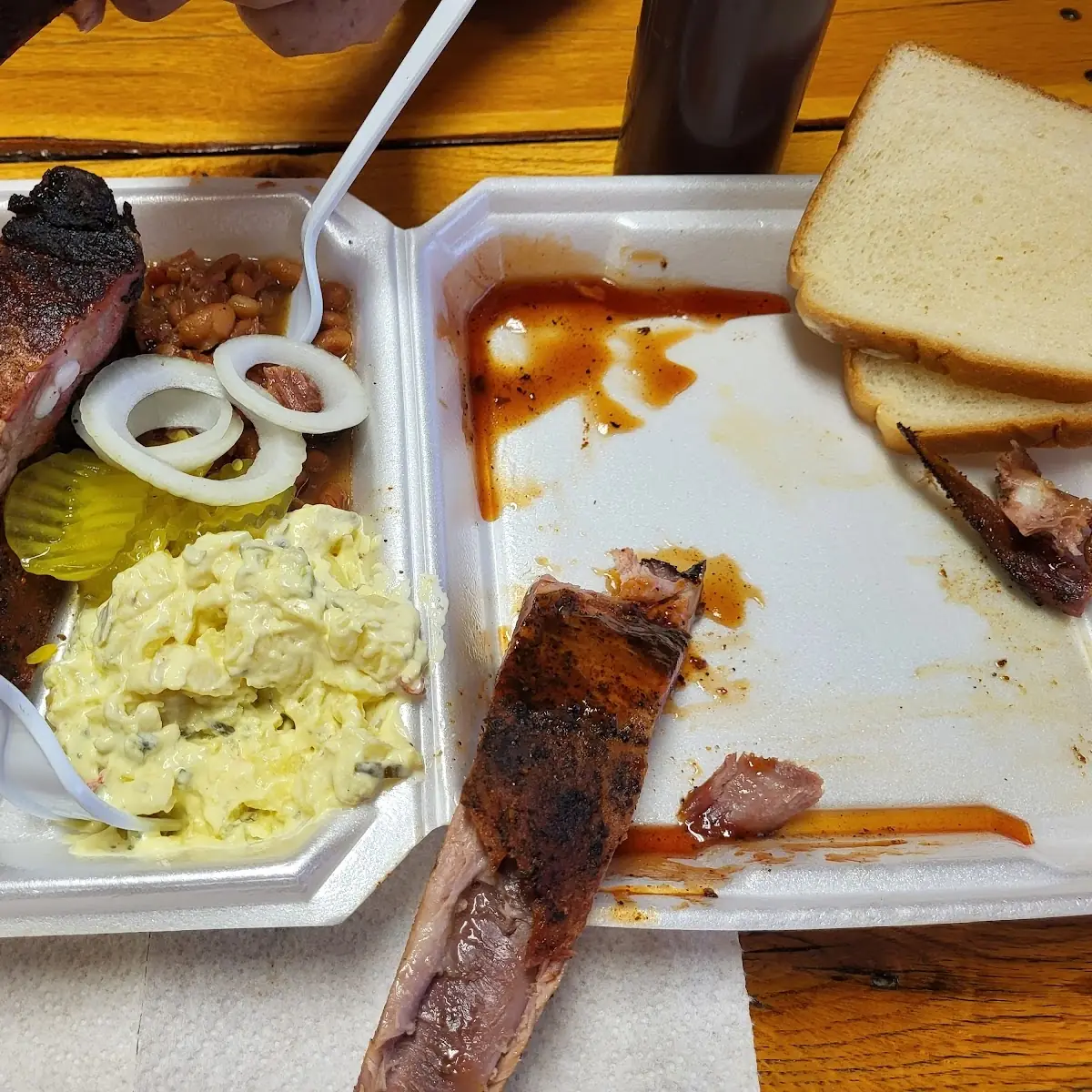 Ribs Chicken Potato Salad Beans