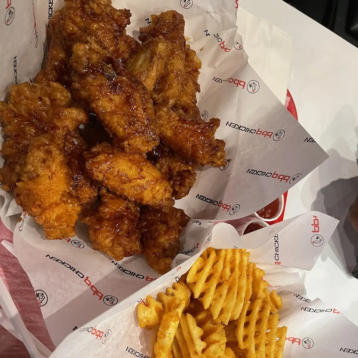 Medium Soy Garlic Chicken Wings and Waffle Fries