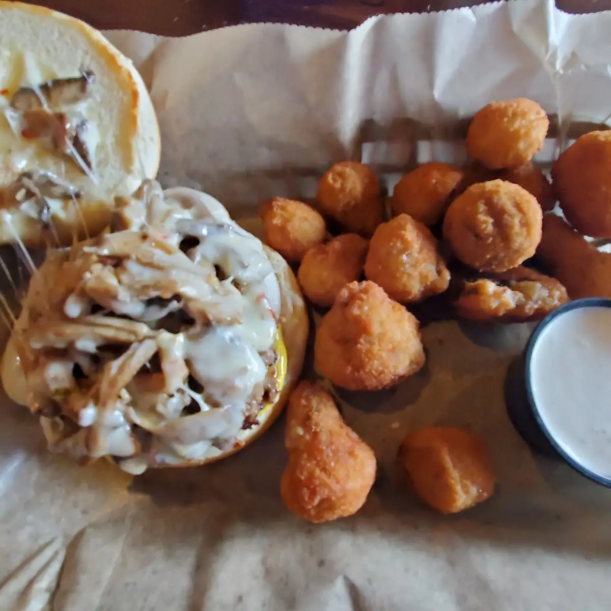 Pepper Cheeseburger and Fried Mushrooms