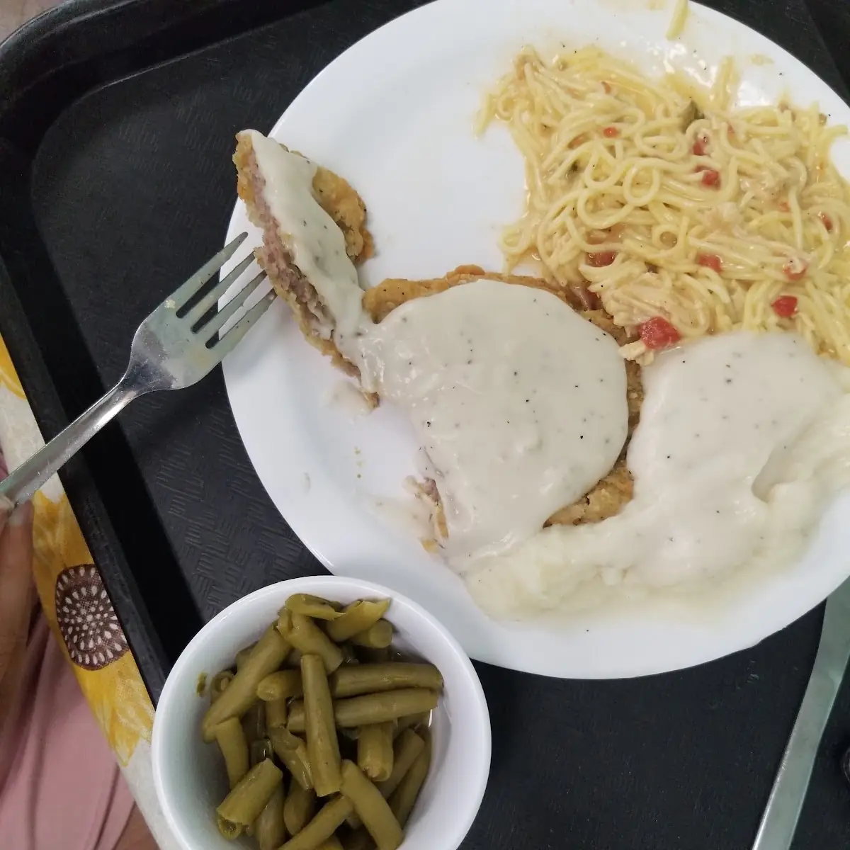 Green Beans Spaghetti Chicken Fried Steak