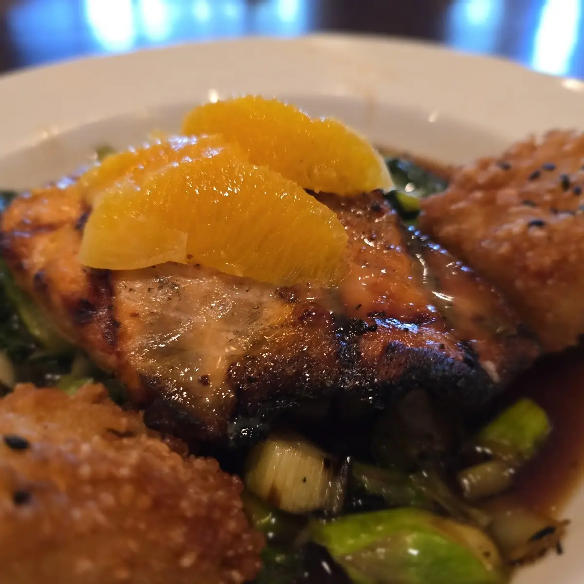 Grilled Salmon Salad-No Meat gf