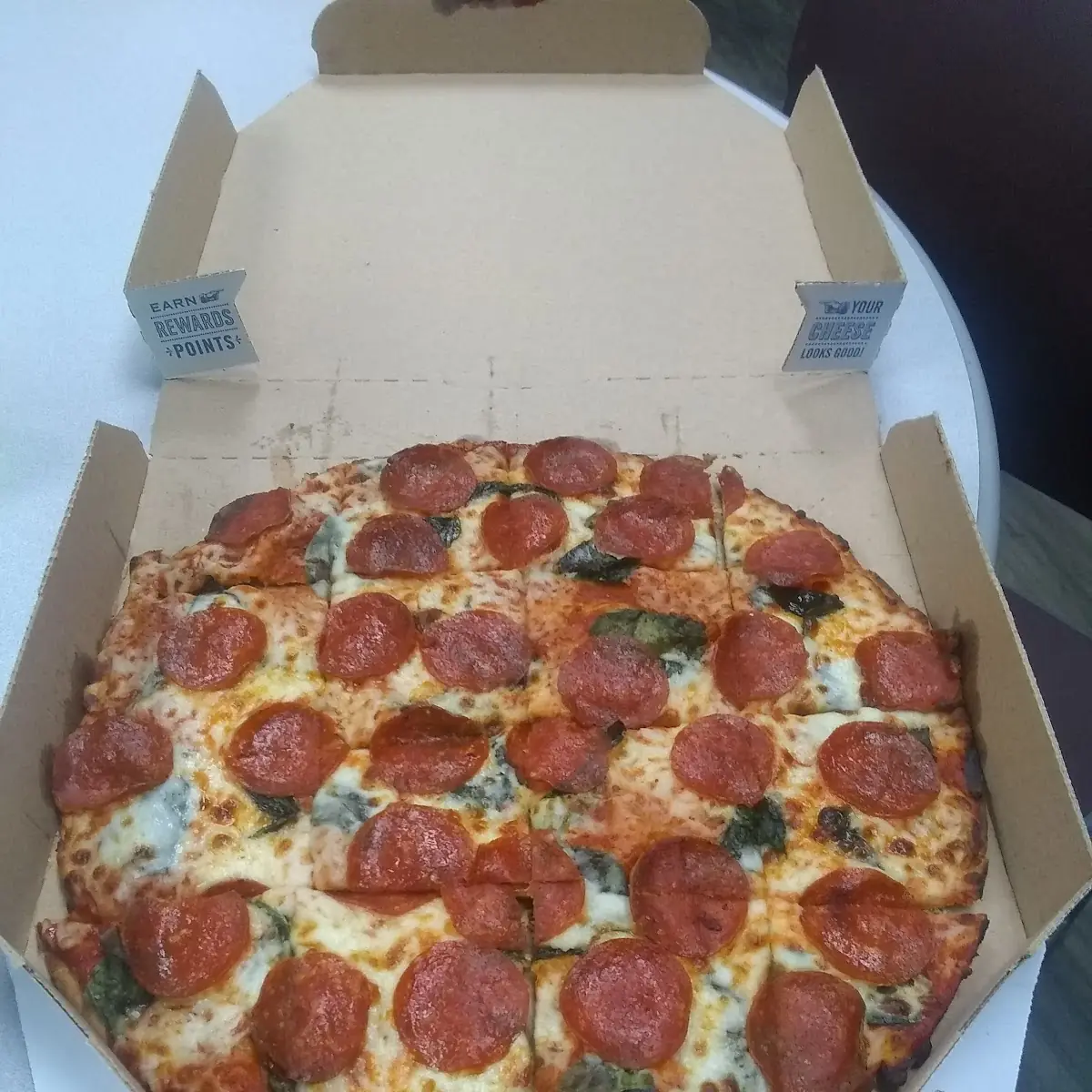 Thin Crust with Pepperoni and Spinach