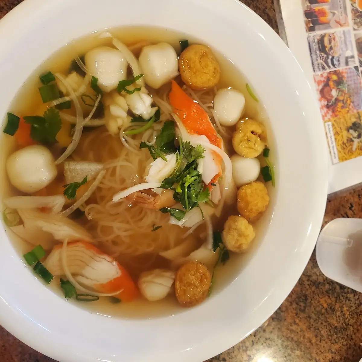 Seafood Pho in Beef Broth