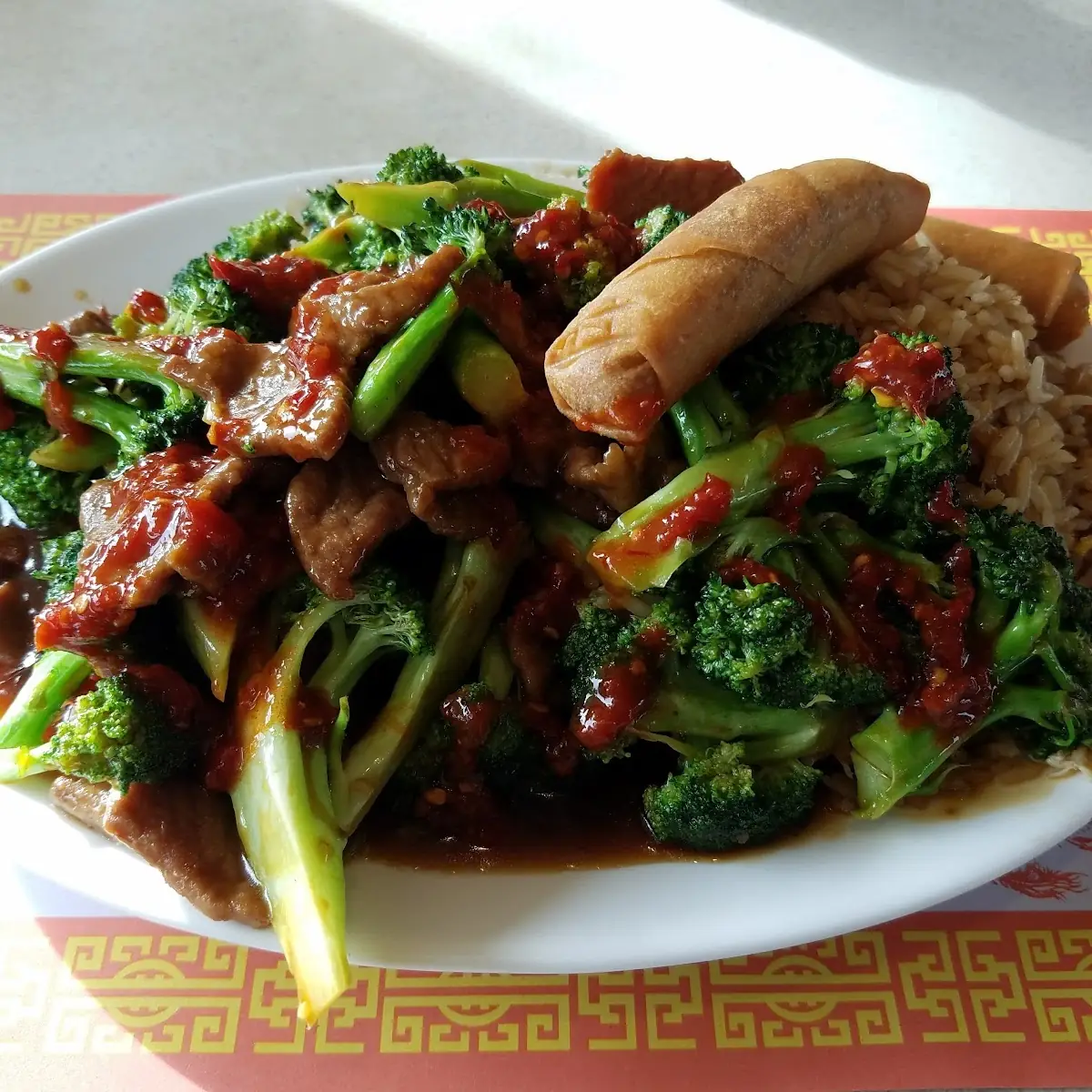 Broccoli Beef and Fried Rice