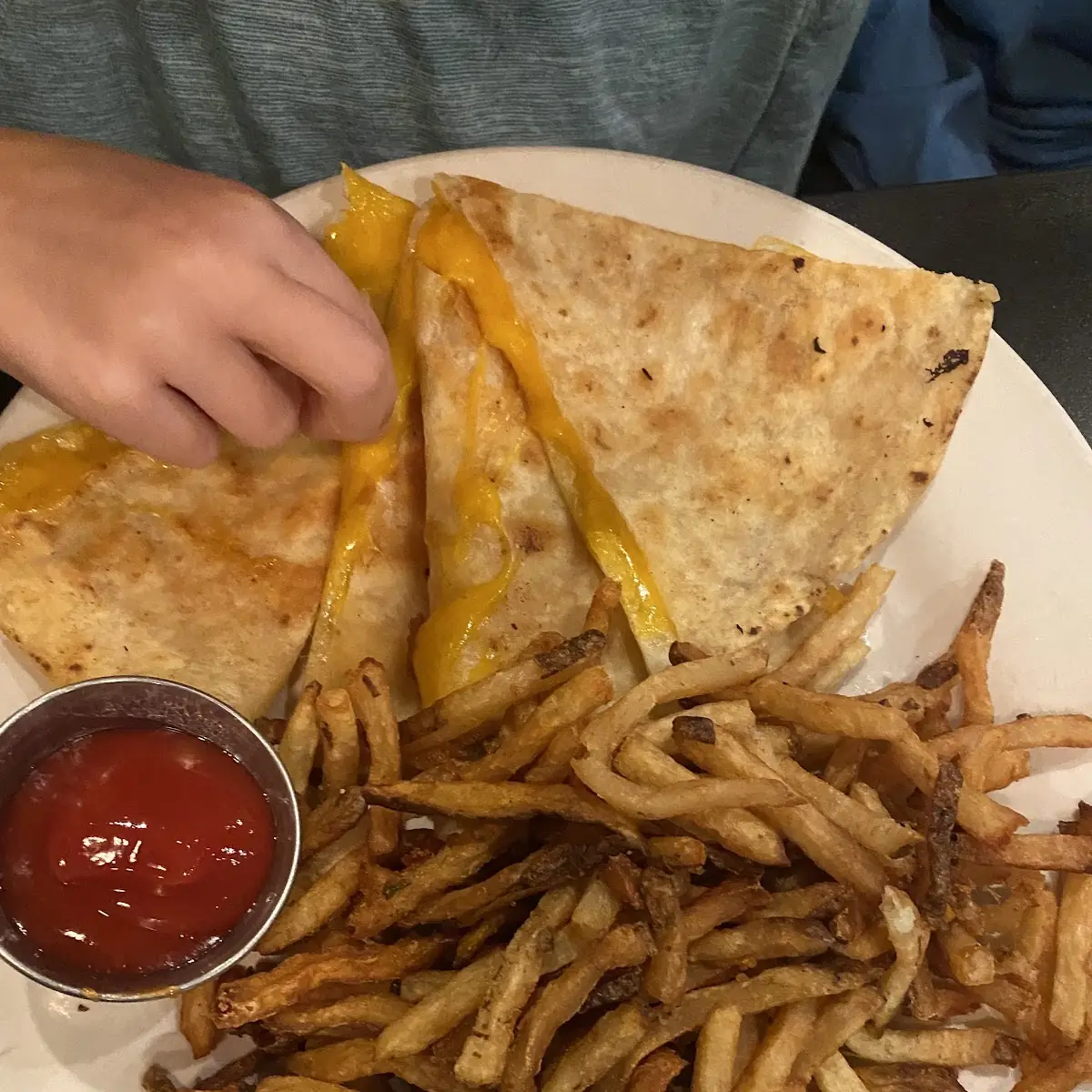 Cheese Quesadilla Served with Fresh Fries
