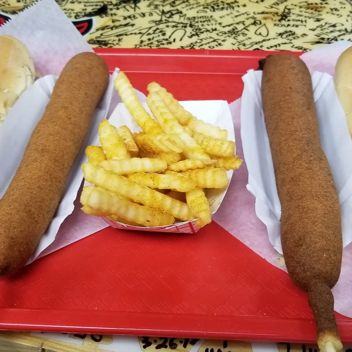 Ham and Cheese Subs with Corn Dogs and Fries