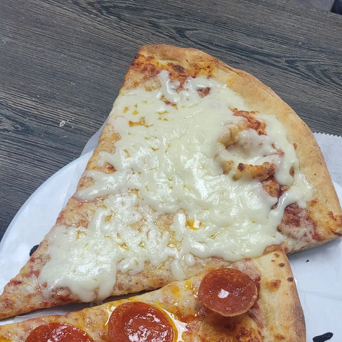 Pepperoni Pizza Slice and Cheese Pizza Slice