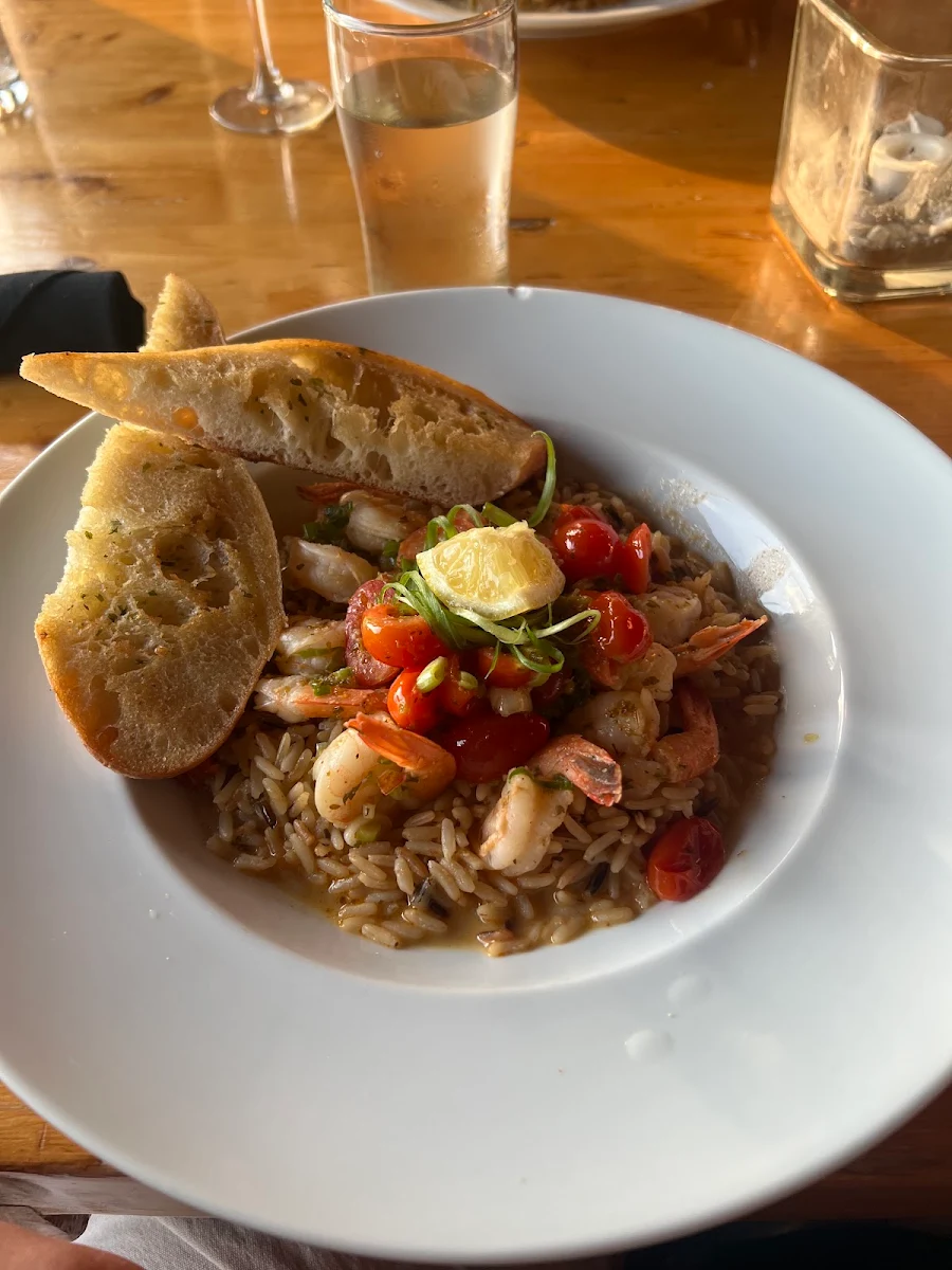 Sautéed Shrimp and Wild Rice, Nine Restaurant and Lounge Clear Lake Golf Course