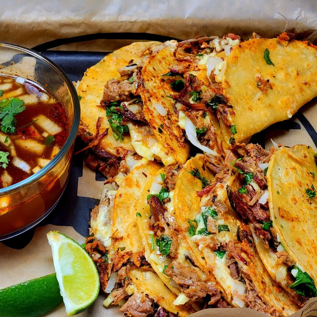 Brisket Quesabirria Tacos