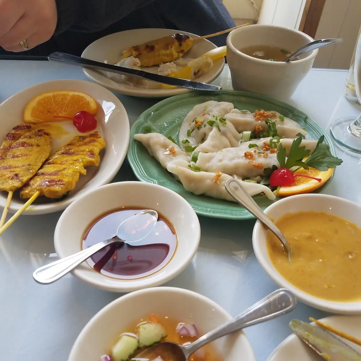 Chicken Satay and Steamed Dumplings