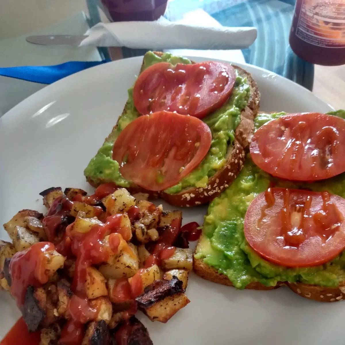 Avocado Toast Add Tomato and Potatoes