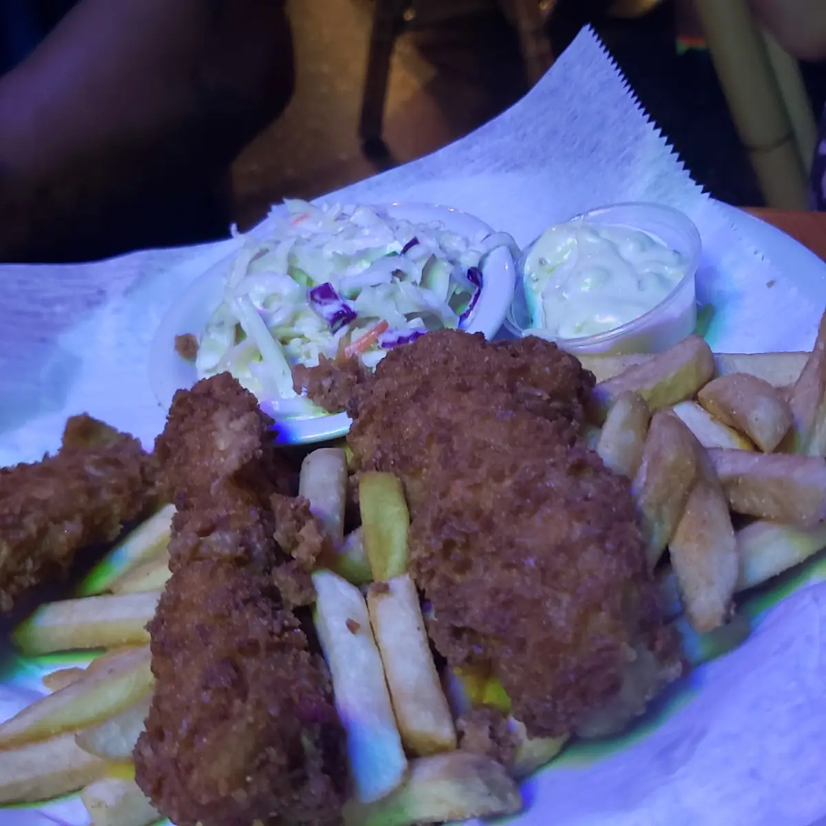 Fish and Chips with Coleslaw and Tarter Sauce