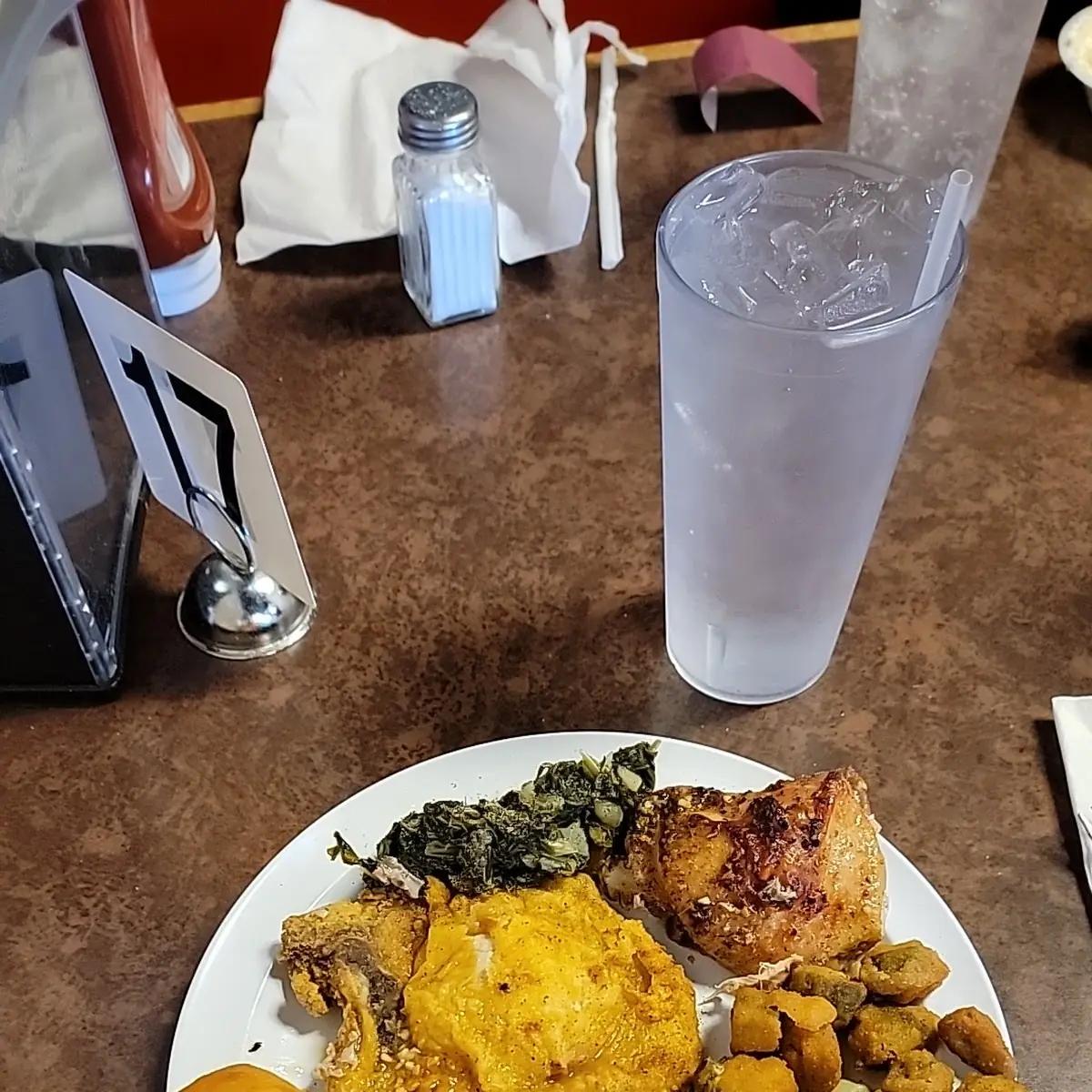 Pork Chop Okra Pinto Beans Greens