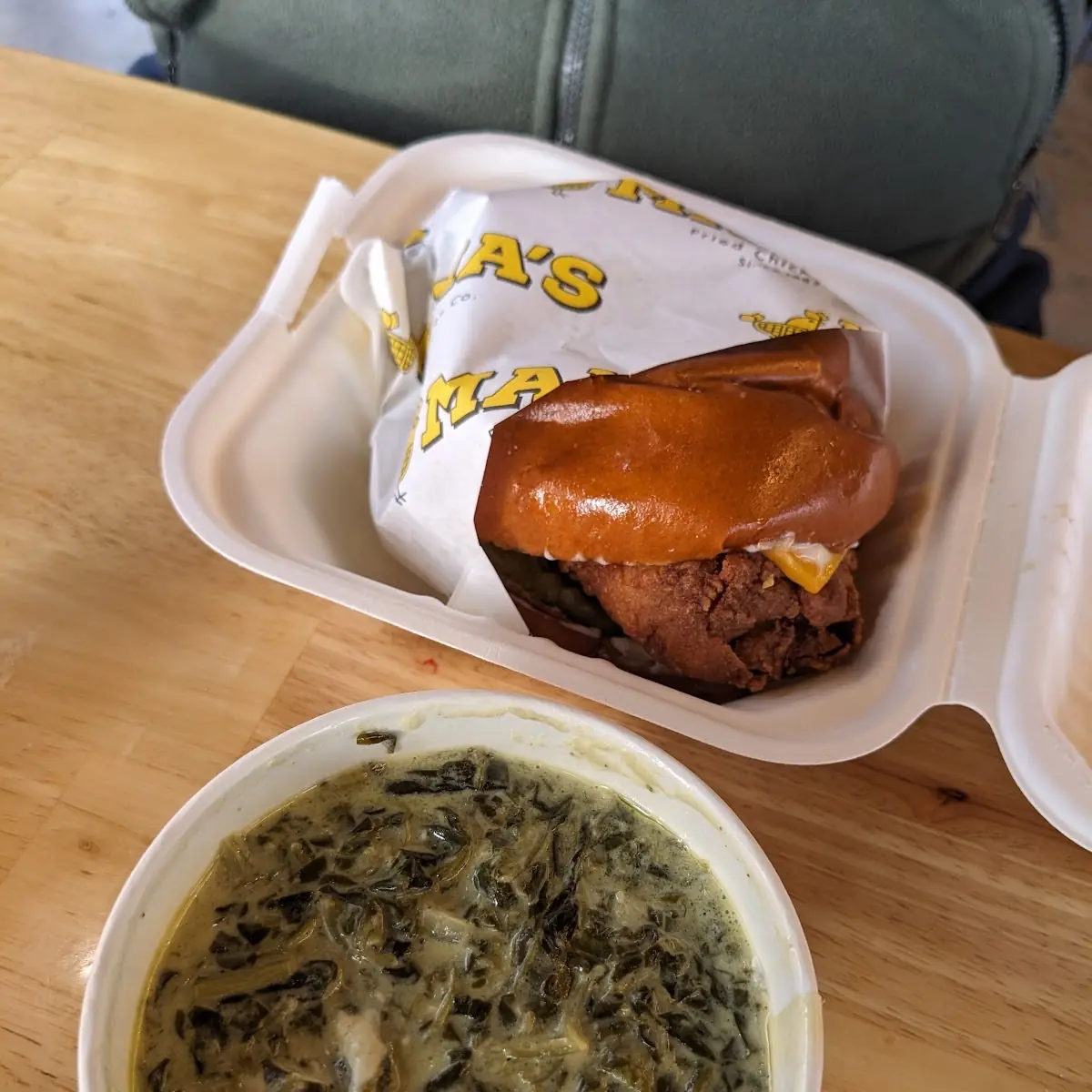 Fish Sandwich and Creamed Spinach