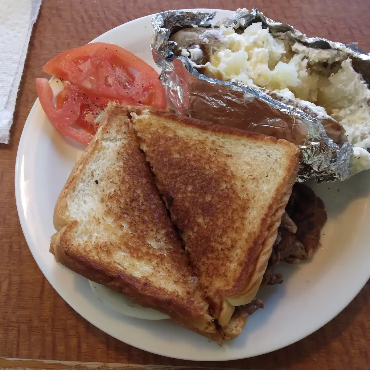 Brisket Melt and Baked Potato