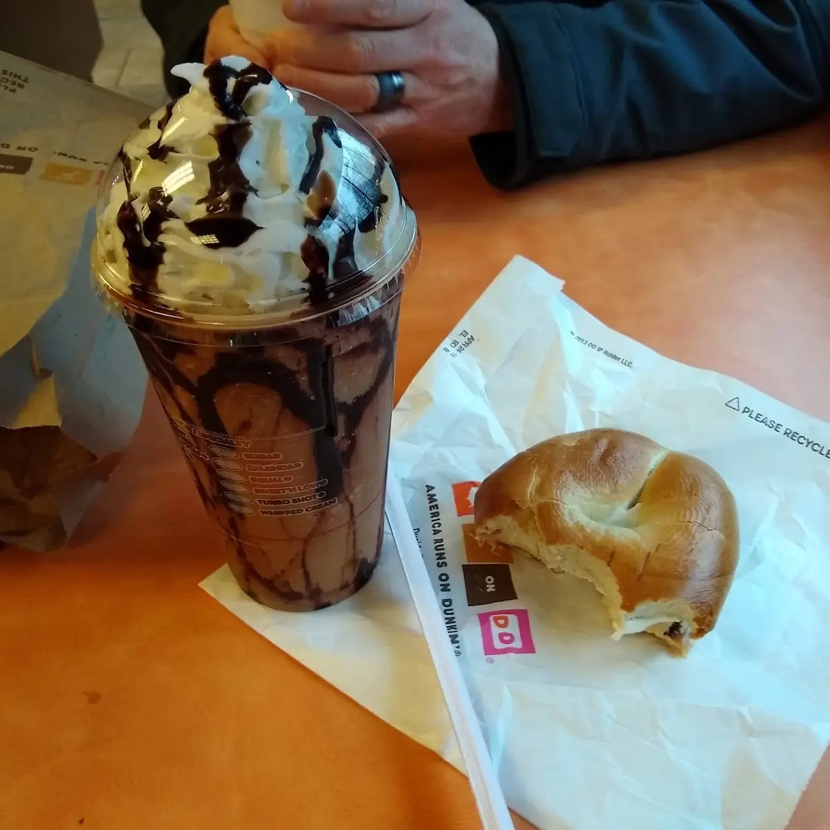 Frozen Hot Chocolateand Bagel