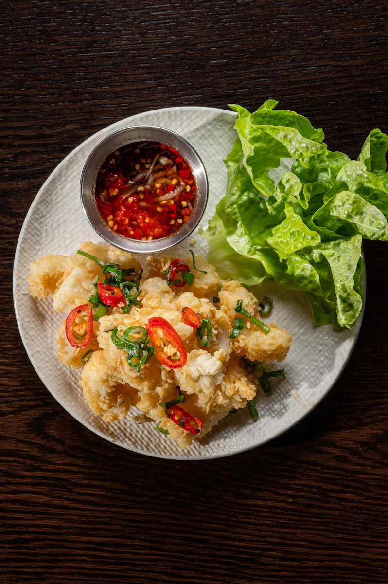 Salt and Pepper Squid with Five Spice Roasted Garlic and Chilli, Viet