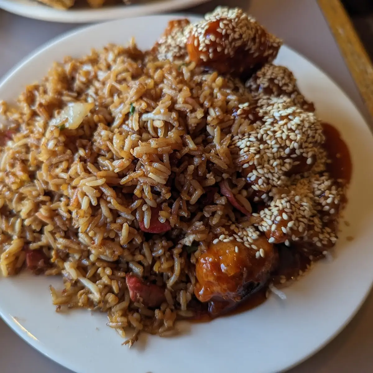 Sesame Chicken with Pork Fried Rice