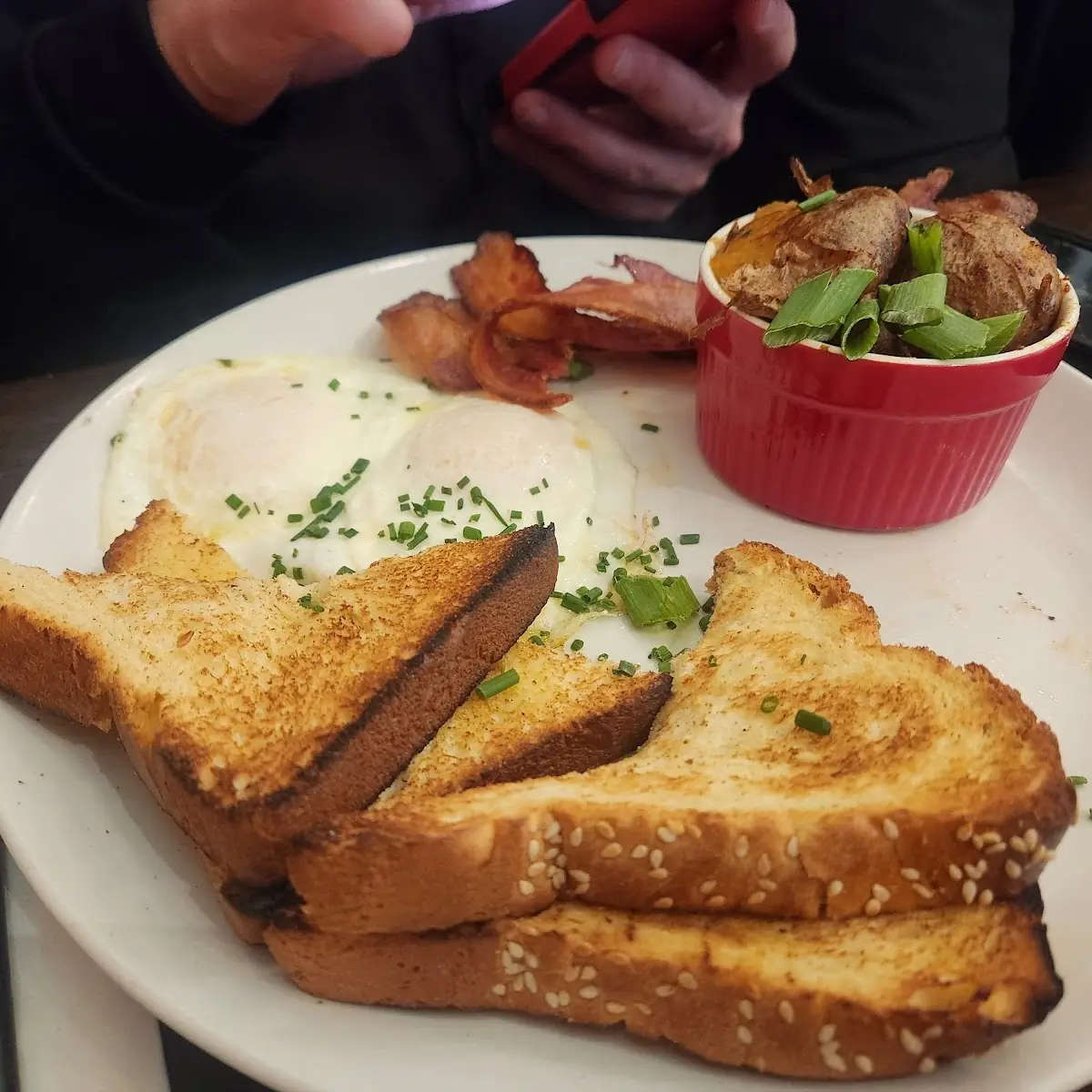 Bacon and Eggs over Easy, Lucky's Restaurant & Bar