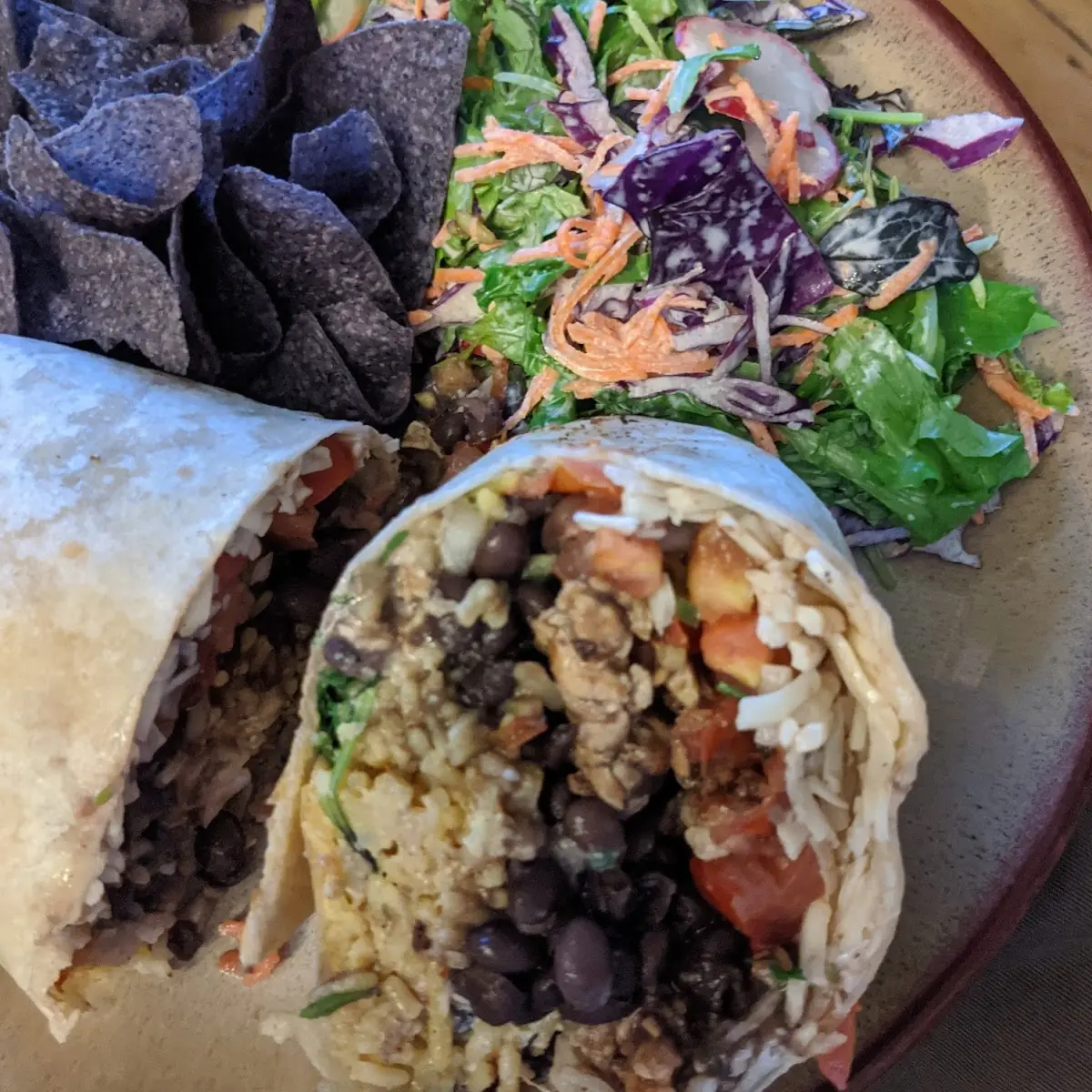Black Bean Burrito with Side Salad