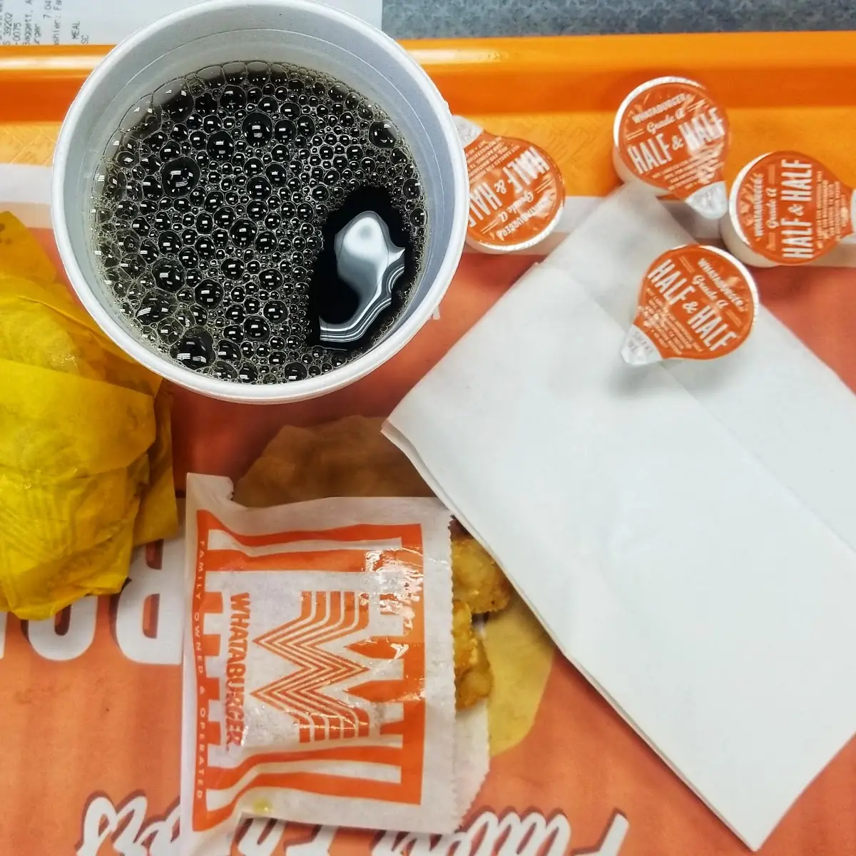 Breakfast Sandwich Hash Browns and Coffee