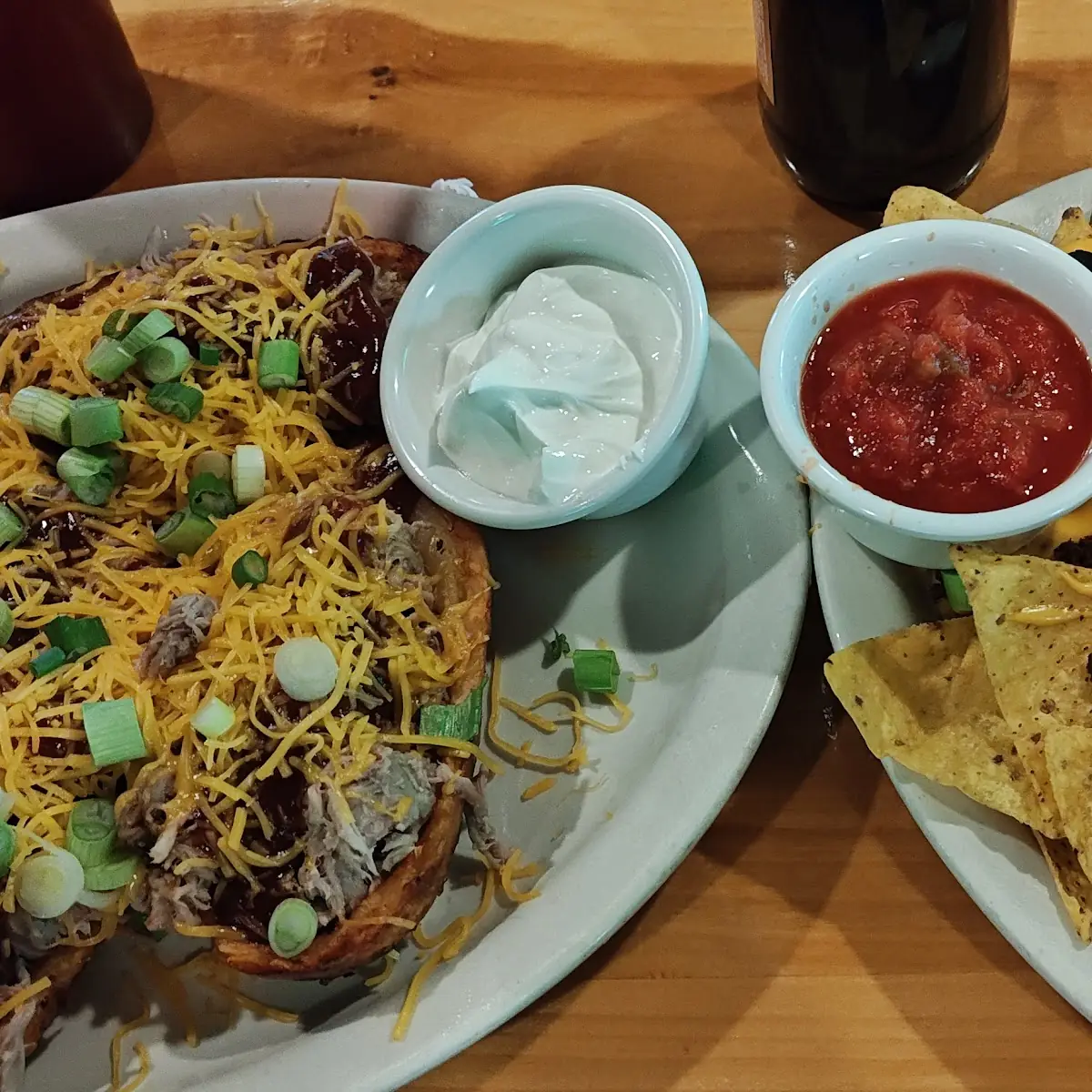 Pulled Pork Potato Skins and Nachos Supreme