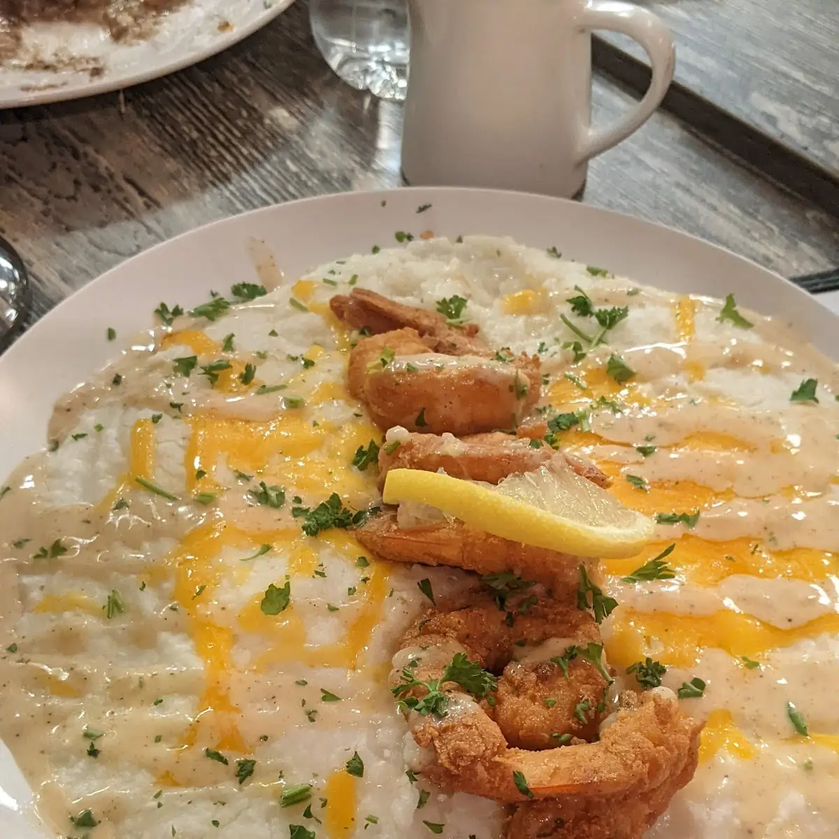 Fried Shrimp and Cheese Grits