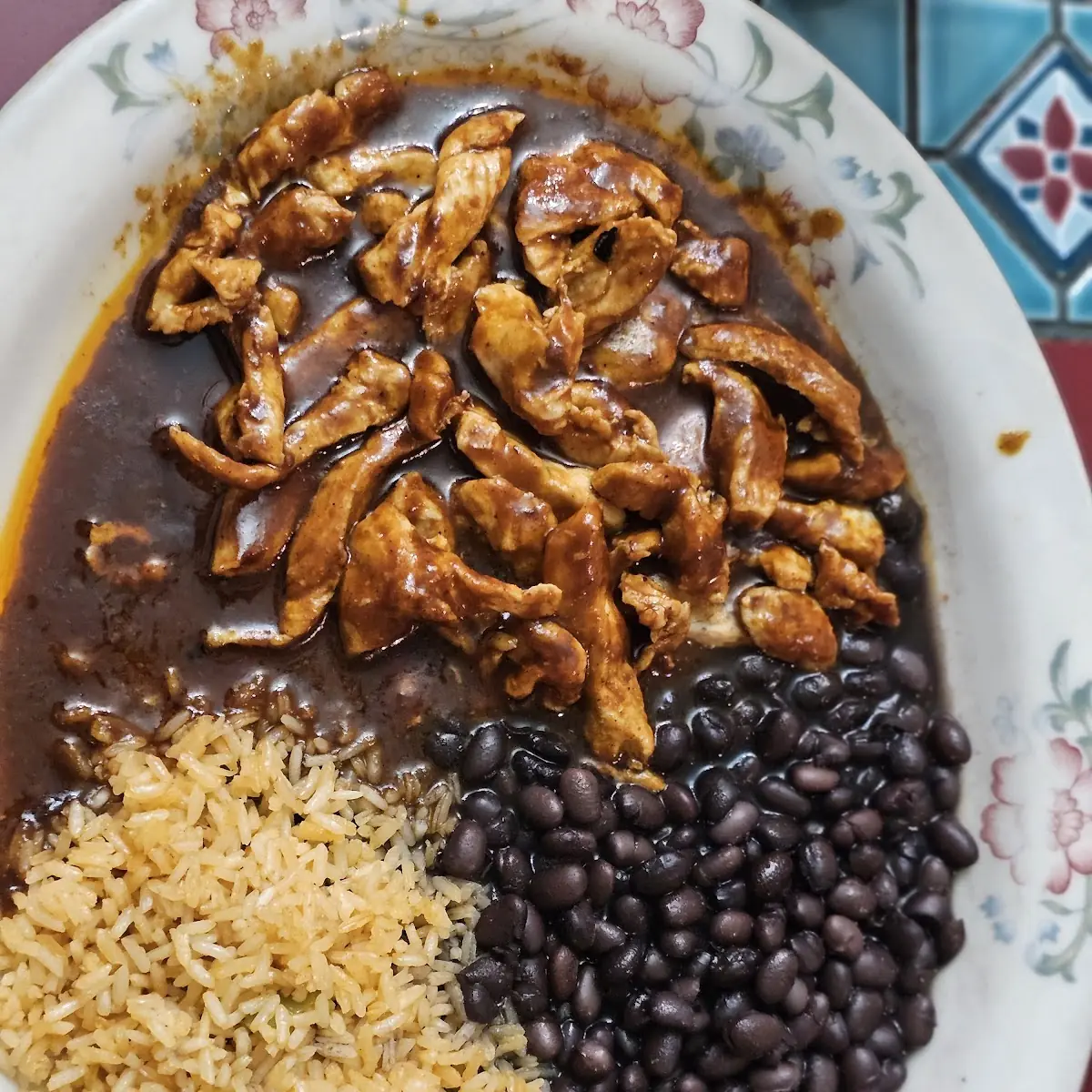 Chicken Mole Plate with Black Beans