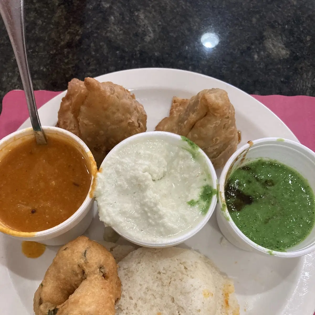 Idli Sambar Vada and Samosa Chaat