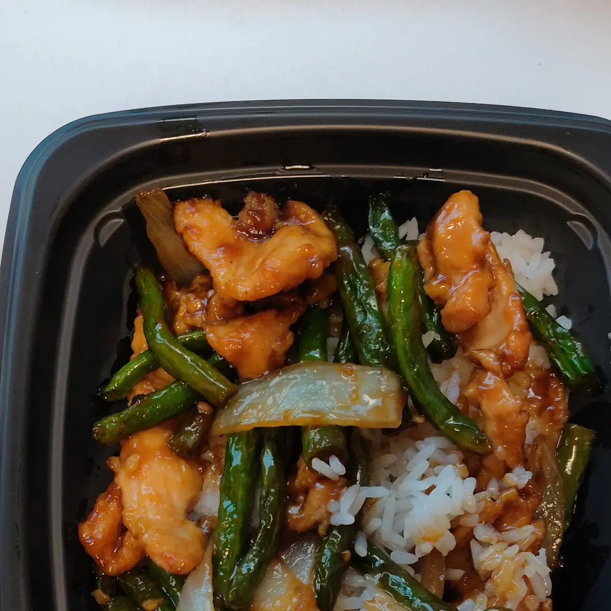 White Rice Bowl with String Bean Chicken Breast