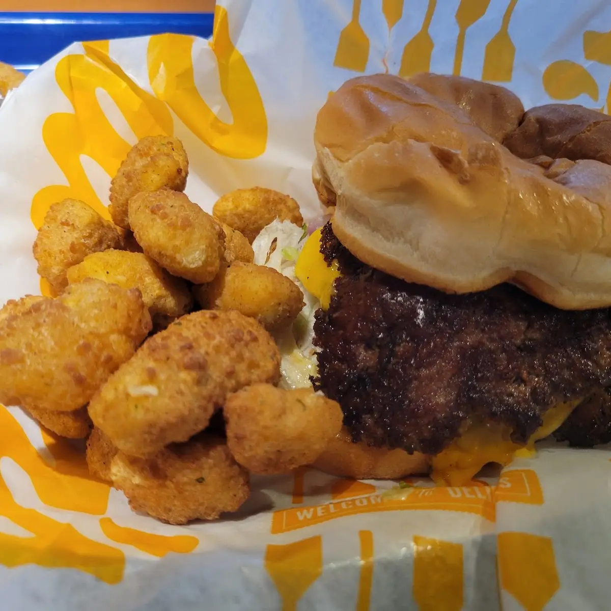 Double Cheeseburger and Cheese Curds