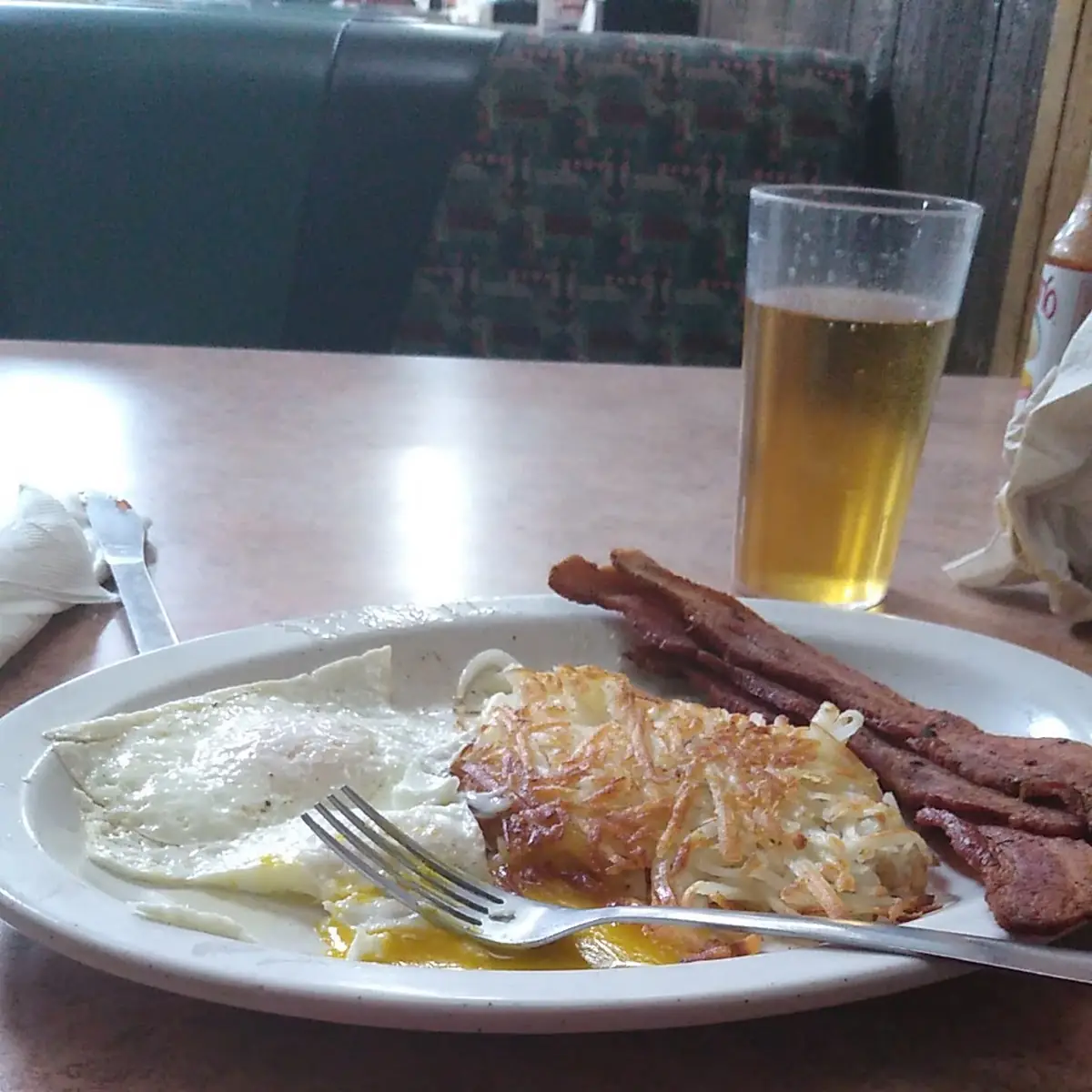 Eggs Hash Browns Bacon and Toast