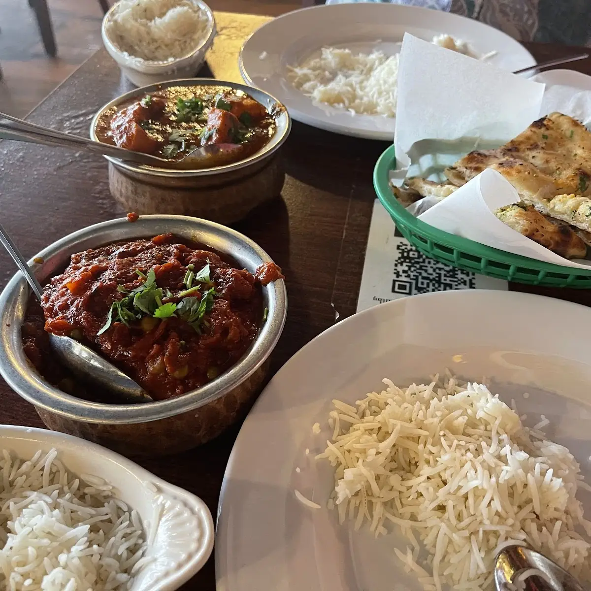 Chicken Marcella in Front and Vegetarian Thali in Back
