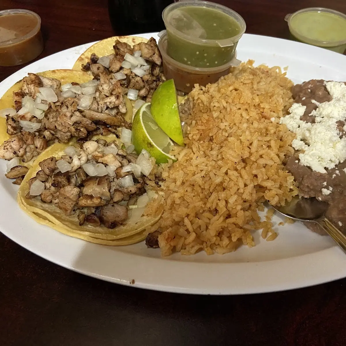 Chicken Tacos Beans and Rice