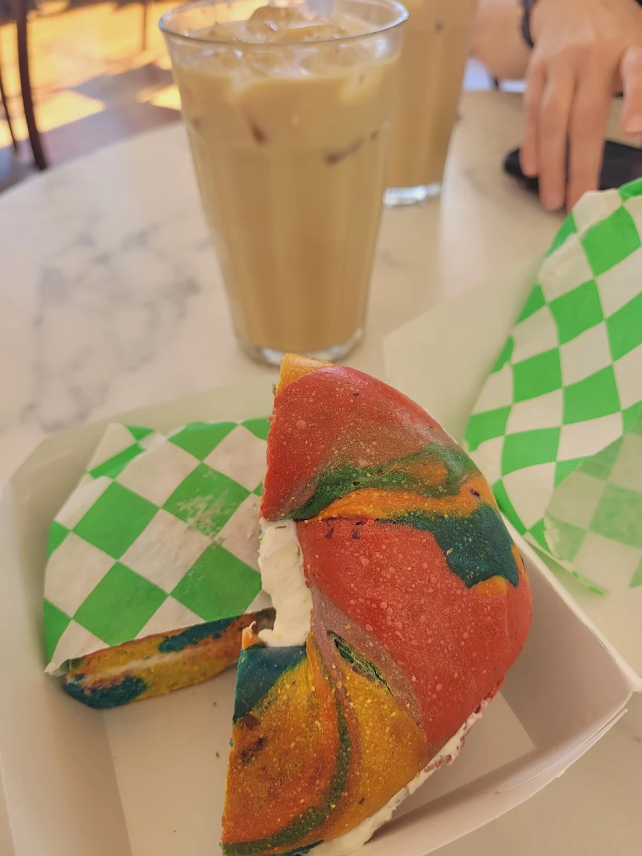 Rainbow Bagel with Cream Cheese