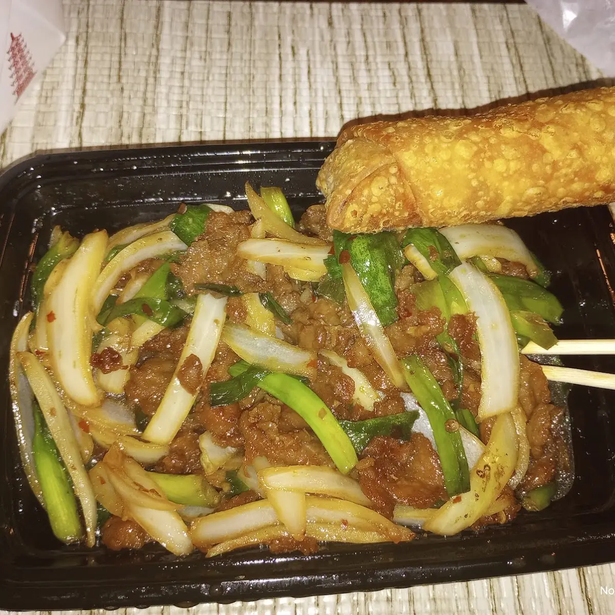 Mongolian Beef with Egg Roll