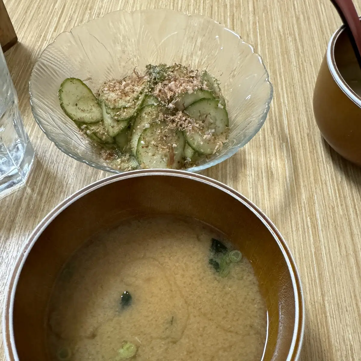 Miso Soup and Cucumber Salad