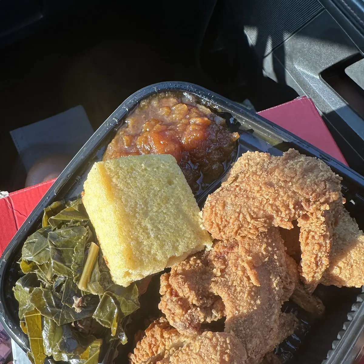 Chicken Sweet Potatoes Greens and Cornbread