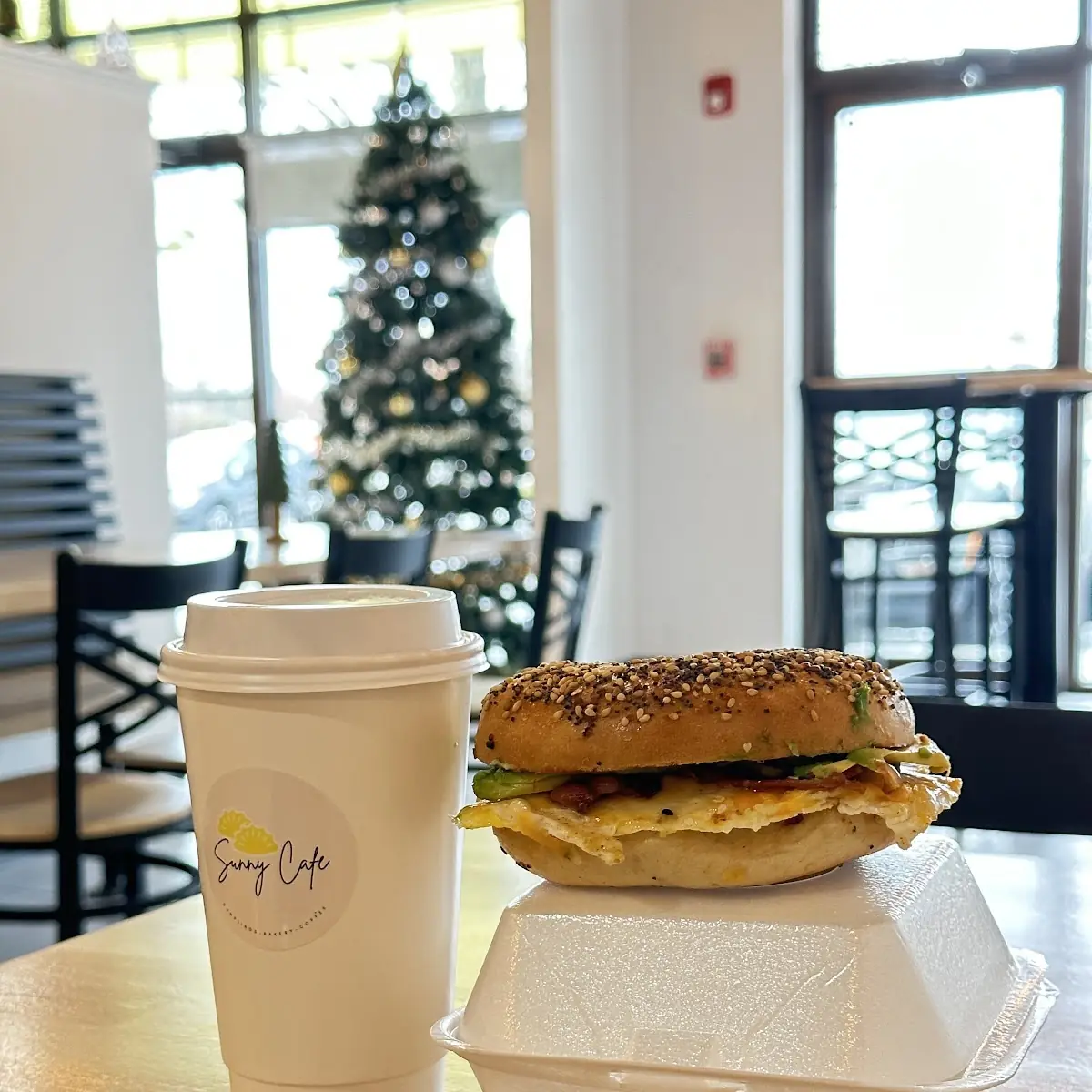 Bacon and Egg on an Everything Bagel