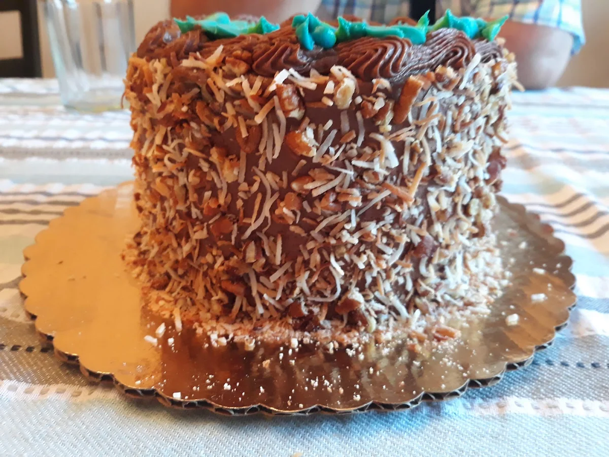 German Chocolate Cake with Almonds on the Side