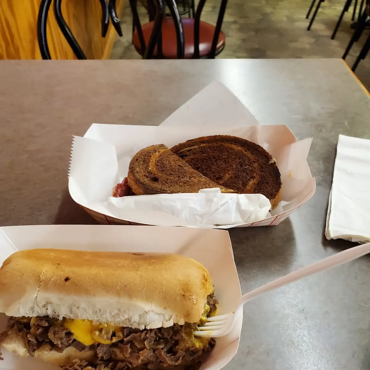 Cheesesteak Hoagie and a Corned Beef