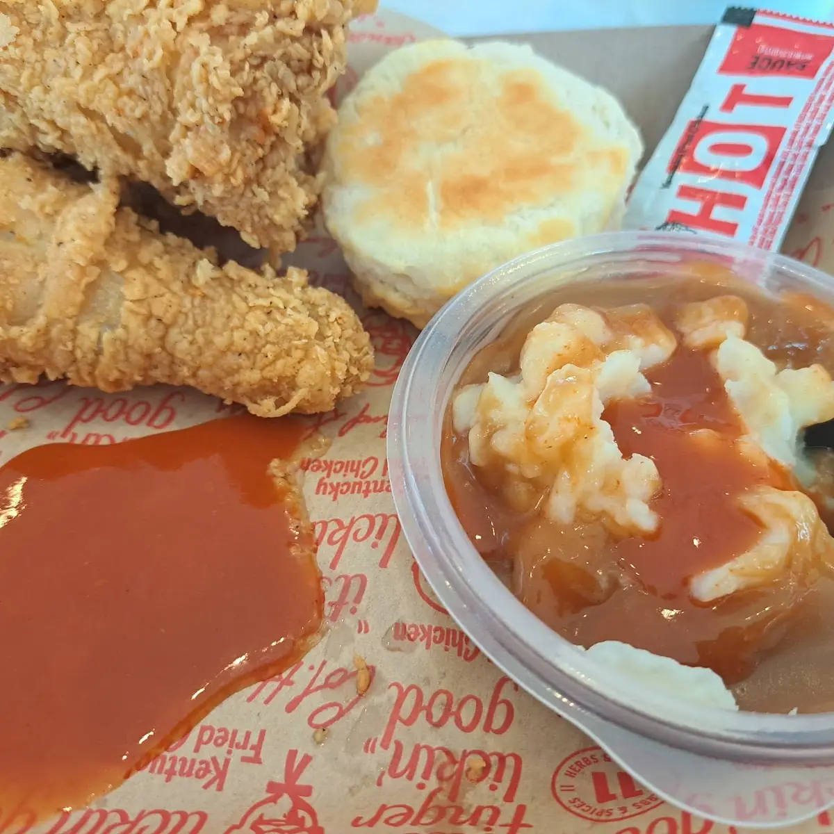 Two Piece Chicken Biscuit and Mashed Potatoes