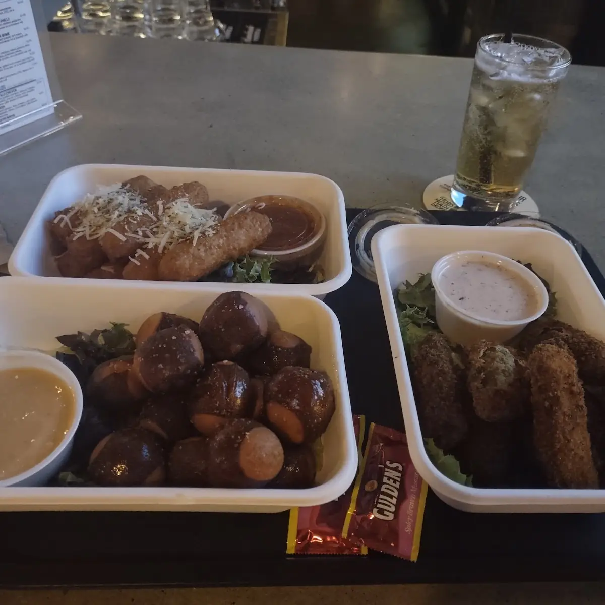 Pretzel Bites Cheese Sticks and Fried Pickles