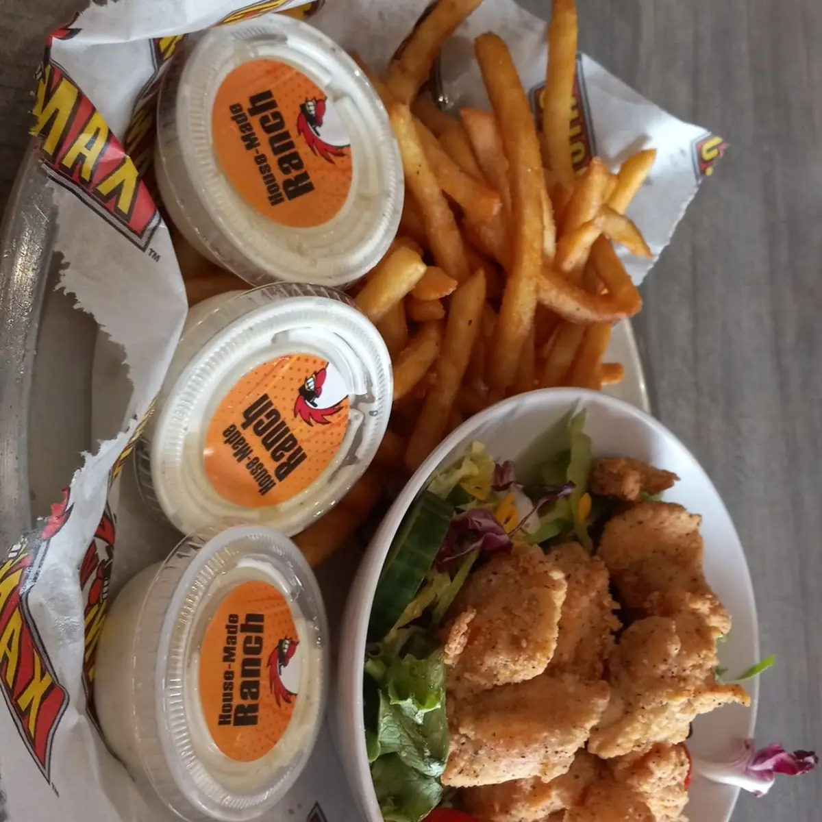Popcorn Chicken and Side Salad