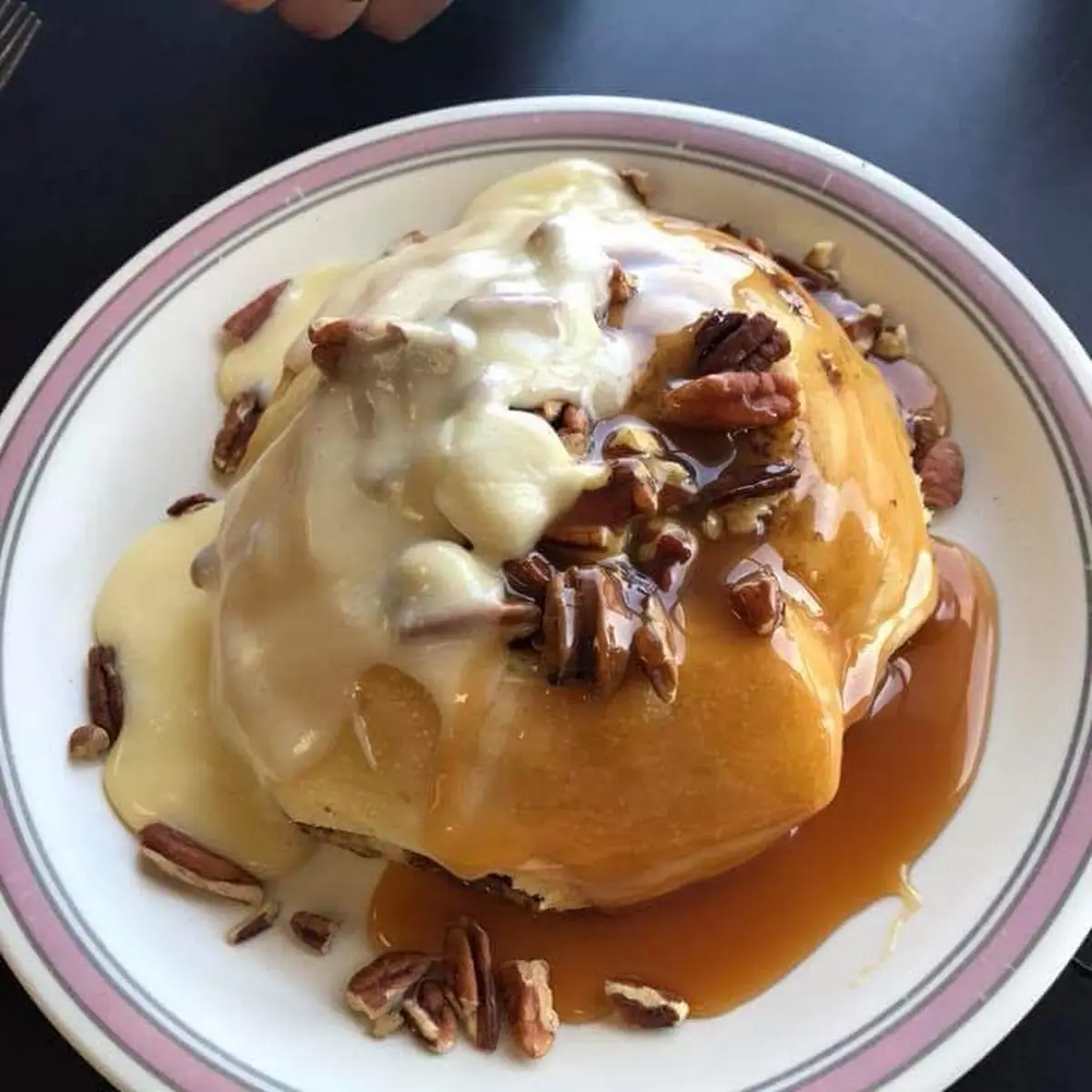 Cinnamon Roll 1 2 Cream Cheese 1 2 Caramel Pecan